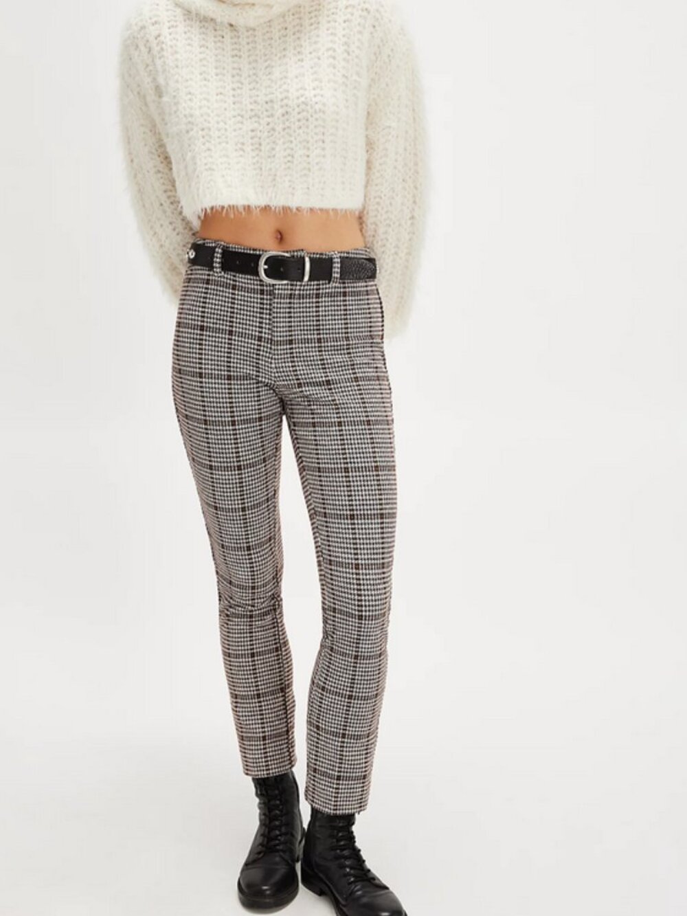Free People Molly Slim Plaid Pants